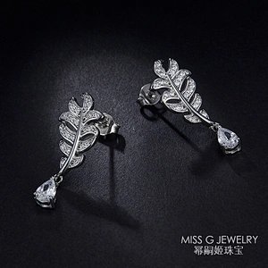 Earrings 925 Silver elegant temperament ear nail jewelry grass style large jewelry factory,OEM/ODM Jewelry Trade processing customized,Wholesale jewelry manufacturer