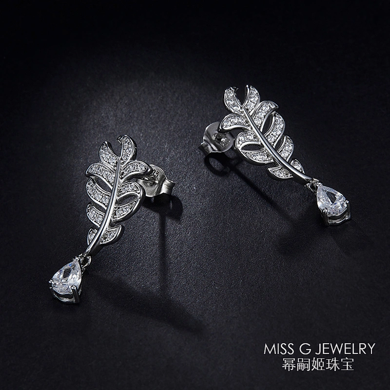 Earrings 925 Silver elegant temperament ear nail jewelry grass style large jewelry factory,OEM/ODM Jewelry Trade processing customized,Wholesale jewelry manufacturer