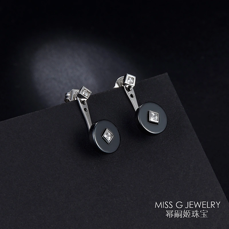 New Summer Fashion Simple Round Black Edge Drilled Earrings large jewelry factory,OEM/ODM Jewelry Trade processing customized,Wholesale jewelry manufacturer