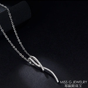 S925 Silver Pendant Fashion ribbon zircon inlaid jewelry silver jewelry manufacturers support sample customization