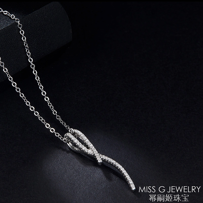 S925 Silver Pendant Fashion ribbon zircon inlaid jewelry silver jewelry manufacturers support sample customization
