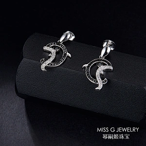 Animal Dolphin Earrings S925 Silver large jewelry factory,OEM/ODM Jewelry Trade processing customized,Wholesale jewelry manufacturer