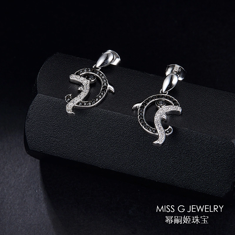 Animal Dolphin Earrings S925 Silver large jewelry factory,OEM/ODM Jewelry Trade processing customized,Wholesale jewelry manufacturer