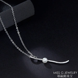 S925 Silver Pendant Atmospheric Simple Zircon-inlaid Pearl Jewelry Silver Jewelry Factory Supports Customized Samples