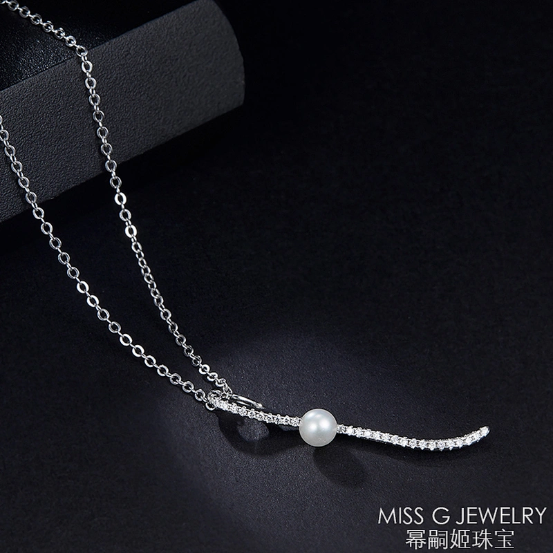 S925 Silver Pendant Atmospheric Simple Zircon-inlaid Pearl Jewelry Silver Jewelry Factory Supports Customized Samples