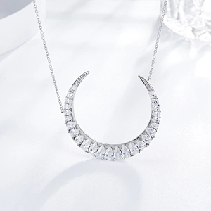 Moon Zircon Necklace Moon Zircon Necklace 925 sterling silver inlay zircon animals jewelry factory,missgjewelry.com