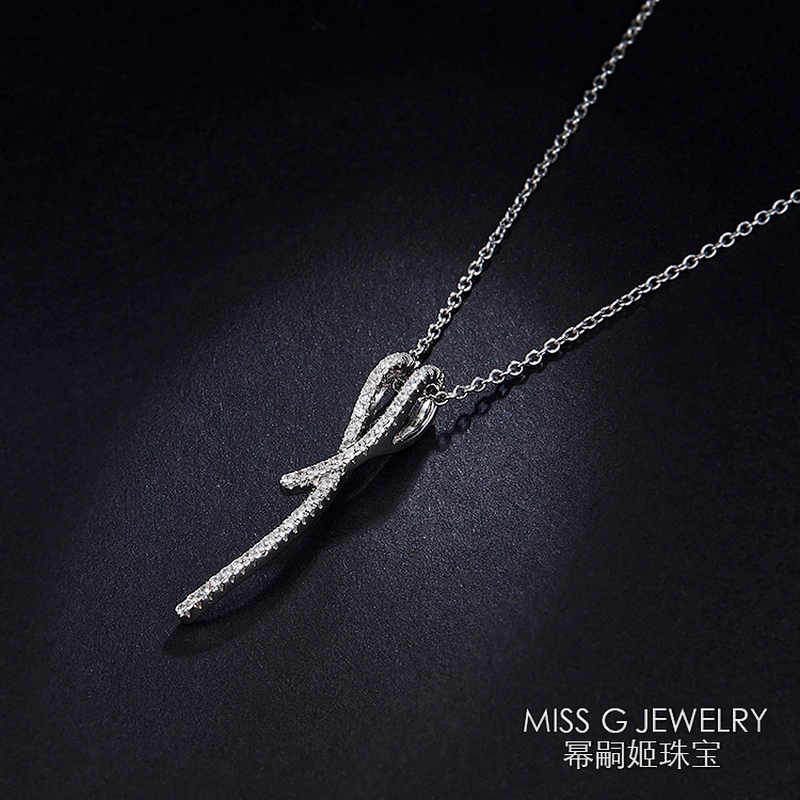 S925 Silver Pendant Fashion ribbon zircon inlaid jewelry silver jewelry manufacturers support sample customization