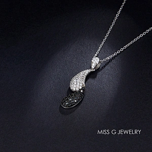 Manufacturers wholesale processing customized S925 Silver Pendant hot sales fashion black and white double color zircon inlaid Pendant Jewelry