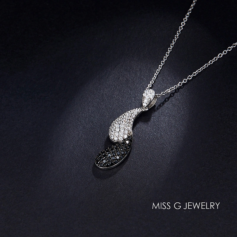 Manufacturers wholesale processing customized S925 Silver Pendant hot sales fashion black and white double color zircon inlaid Pendant Jewelry
