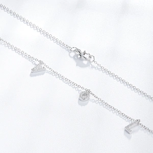 Zircon Necklace LOVE Necklace 925 sterling silver inlay zircon animals jewelry factory,missgjewelry.com