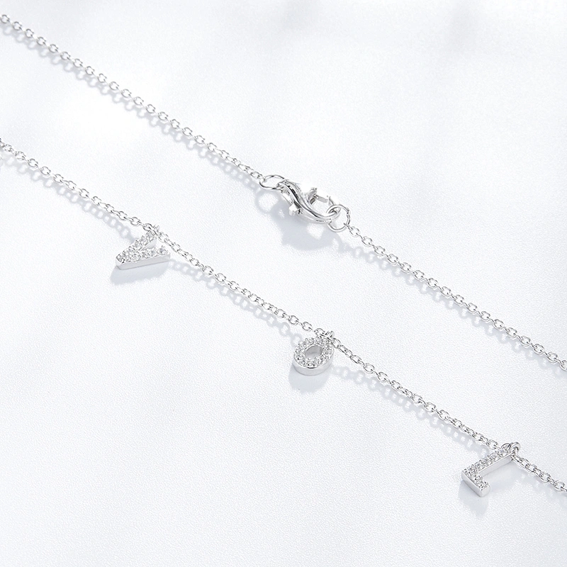 Zircon Necklace LOVE Necklace 925 sterling silver inlay zircon animals jewelry factory,missgjewelry.com
