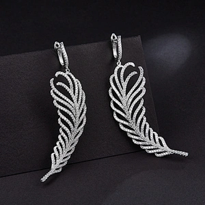 Long Leaf Earrings silver stud earrings large jewelry factory,OEM/ODM Jewelry Trade processing customized,Wholesale jewelry manufacturer