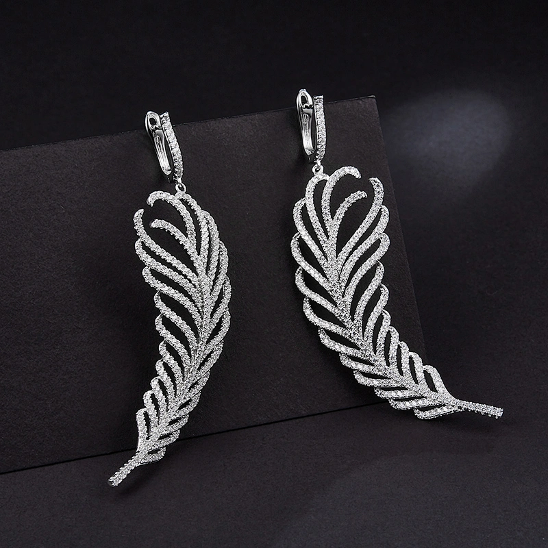 Long Leaf Earrings silver stud earrings large jewelry factory,OEM/ODM Jewelry Trade processing customized,Wholesale jewelry manufacturer