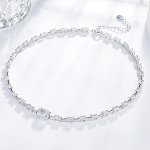 Embedded rectangular Necklace large jewelry factory,OEM/ODM Jewelry Trade processing customized,Wholesale jewelry manufacturer