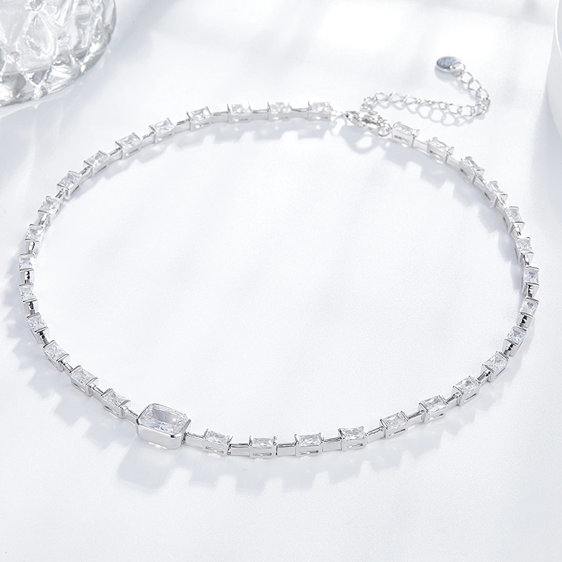 Embedded rectangular Necklace large jewelry factory,OEM/ODM Jewelry Trade processing customized,Wholesale jewelry manufacturer