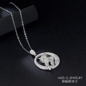 Hot-selling S925 round leopard with zircon features silver pendant jewelry factory custom wholesale