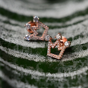 S925 Silver Phoenix Crown with Zircon Rose Gold Earrings large jewelry factory,OEM/ODM Jewelry Trade processing customized,Wholesale jewelry manufacturer