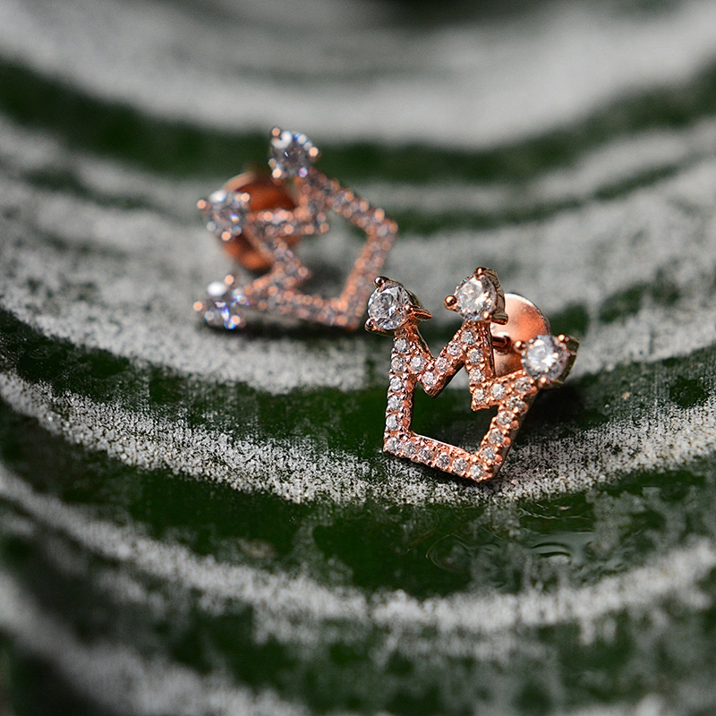 S925 Silver Phoenix Crown with Zircon Rose Gold Earrings large jewelry factory,OEM/ODM Jewelry Trade processing customized,Wholesale jewelry manufacturer