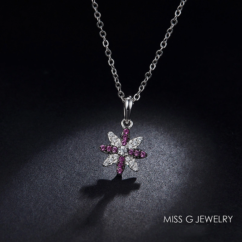 Hot-selling fashionable double-color flower zircon pendant jewelry manufacturer wholesale S925 Silver Pendant processing