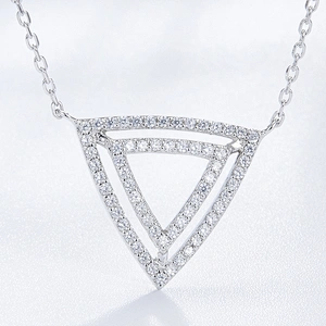 Zircon-inlaid triangular hollow Pendant large jewelry factory,OEM/ODM Jewelry Trade processing customized,Wholesale jewelry manufacturer