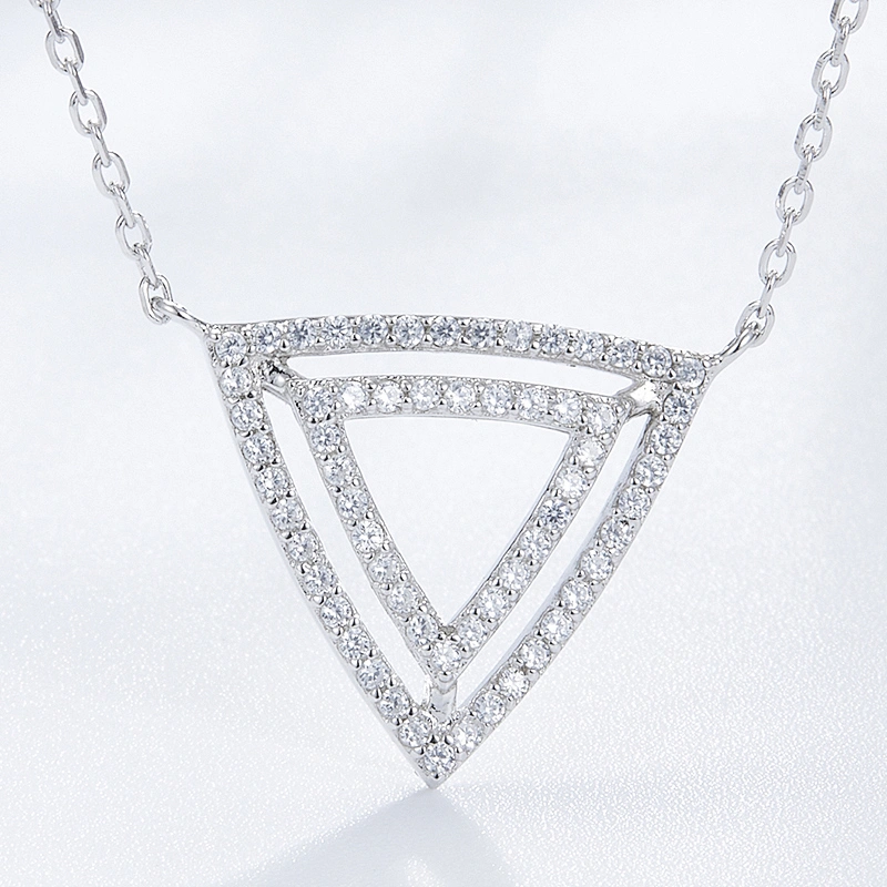 Zircon-inlaid triangular hollow Pendant large jewelry factory,OEM/ODM Jewelry Trade processing customized,Wholesale jewelry manufacturer