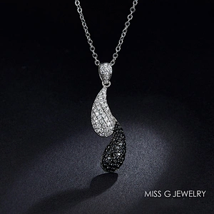Manufacturers wholesale processing customized S925 Silver Pendant hot sales fashion black and white double color zircon inlaid Pendant Jewelry