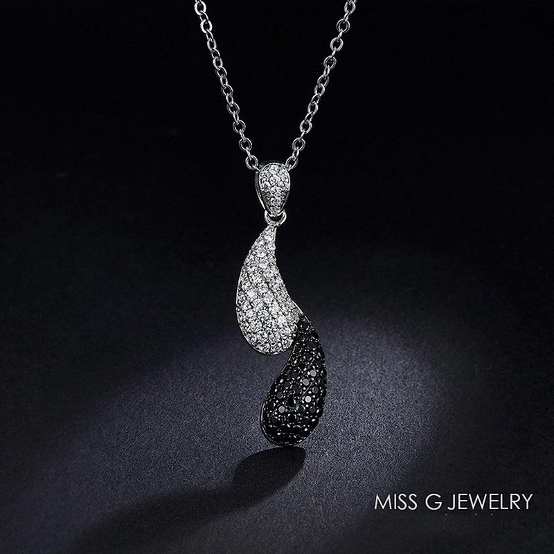 Manufacturers wholesale processing customized S925 Silver Pendant hot sales fashion black and white double color zircon inlaid Pendant Jewelry