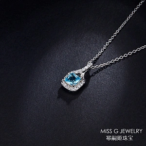 Blue zircon Diamond Pendant OEM/ODM Jewelry Trade processing customized,Wholesale jewelry manufacturer