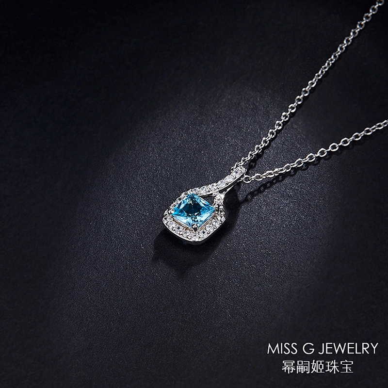 Blue zircon Diamond Pendant OEM/ODM Jewelry Trade processing customized,Wholesale jewelry manufacturer