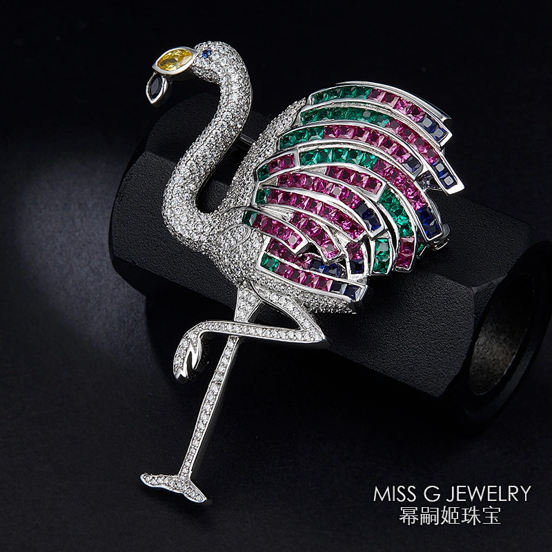 Coloured Swan Brooch large jewelry factory,OEM/ODM Jewelry Trade processing customized,Wholesale jewelry manufacturer