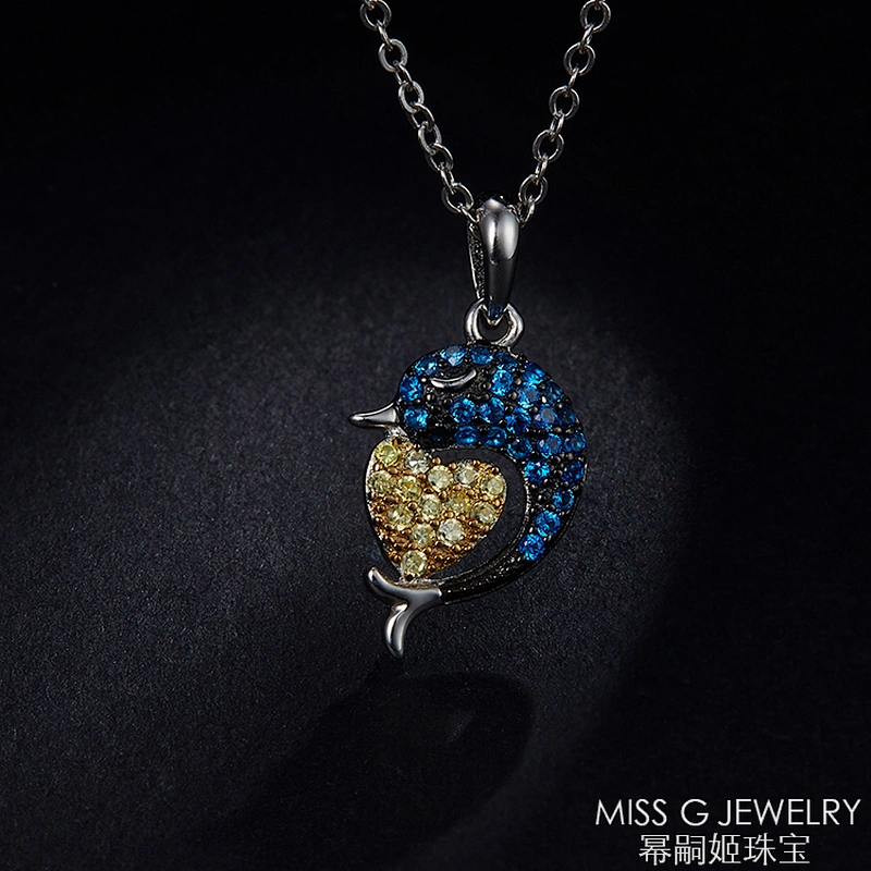 S925 Silver pendant hot selling exquisite color Dolphin Necklace Pendant Jewelry Factory customization