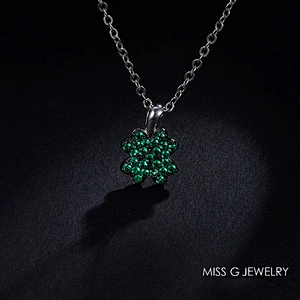 Cui-green flower-like diamond necklace pendant S925 silver pendant jewelry factory customized direct wholesale