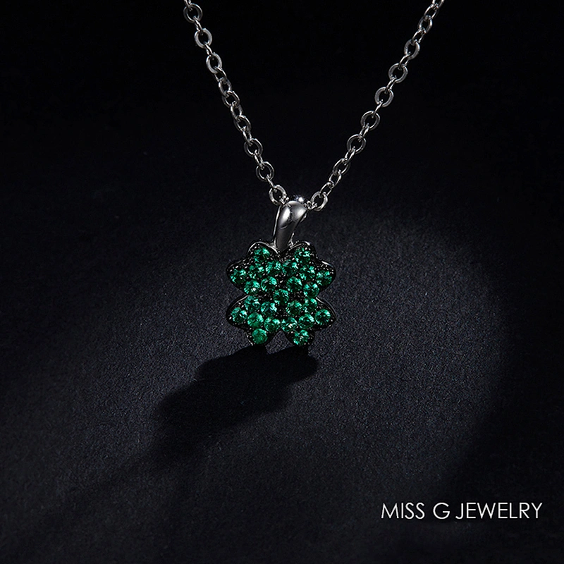 Cui-green flower-like diamond necklace pendant S925 silver pendant jewelry factory customized direct wholesale