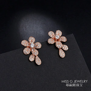 Pure Silver Earrings with Plant Flowers large jewelry factory,OEM/ODM Jewelry Trade processing customized,Wholesale jewelry manufacturer