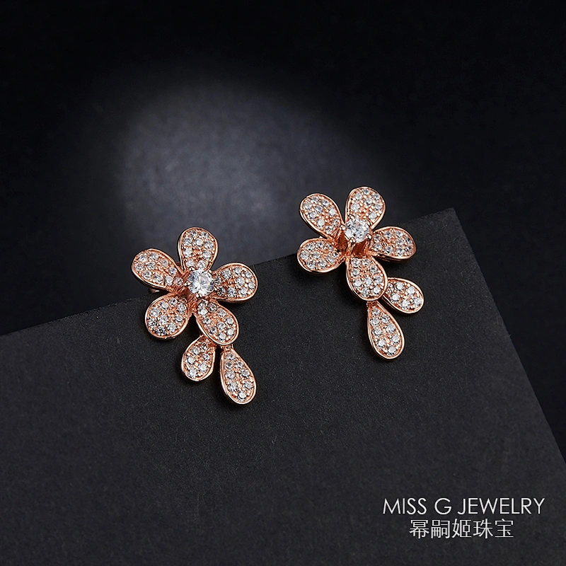Pure Silver Earrings with Plant Flowers large jewelry factory,OEM/ODM Jewelry Trade processing customized,Wholesale jewelry manufacturer