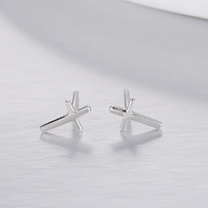 S925 Silver Cross Earrings large jewelry factory,OEM/ODM Jewelry Trade processing customized,Wholesale jewelry manufacturer