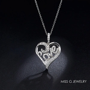 S925 Silver Pendant New heart-shaped zircon-inlaid jewelry silver jewelry manufacturers support sample customization