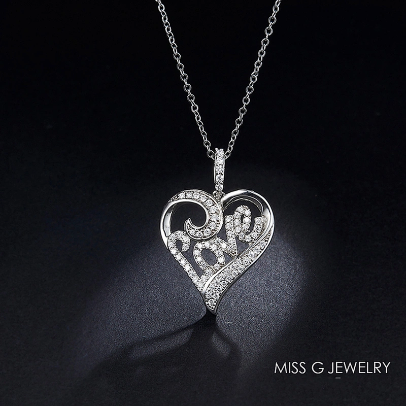 S925 Silver Pendant New heart-shaped zircon-inlaid jewelry silver jewelry manufacturers support sample customization