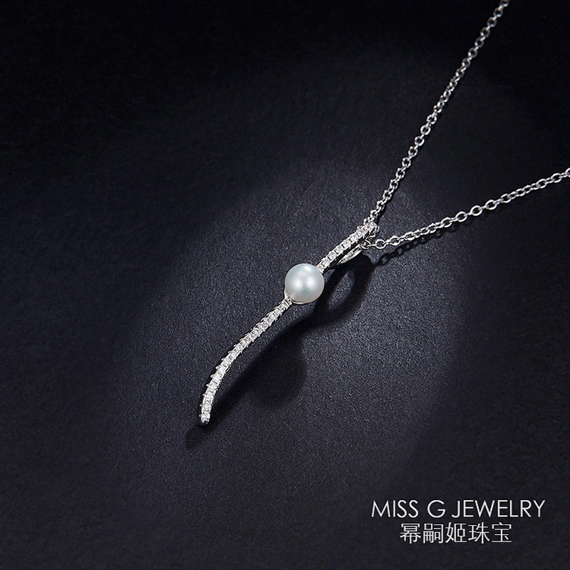 S925 Silver Pendant Atmospheric Simple Zircon-inlaid Pearl Jewelry Silver Jewelry Factory Supports Customized Samples