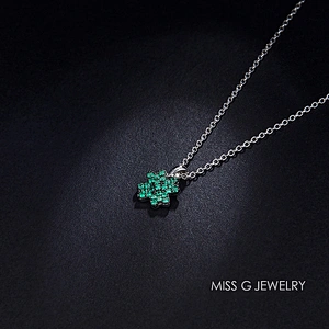 Cui-green flower-like diamond necklace pendant S925 silver pendant jewelry factory customized direct wholesale