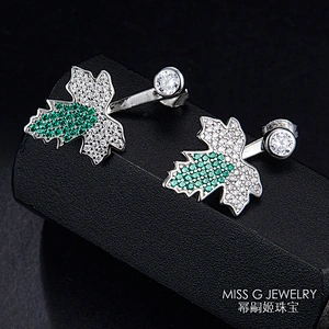 Pure Silver Jewelry Factory S925 Silver Maple Leaf Earrings