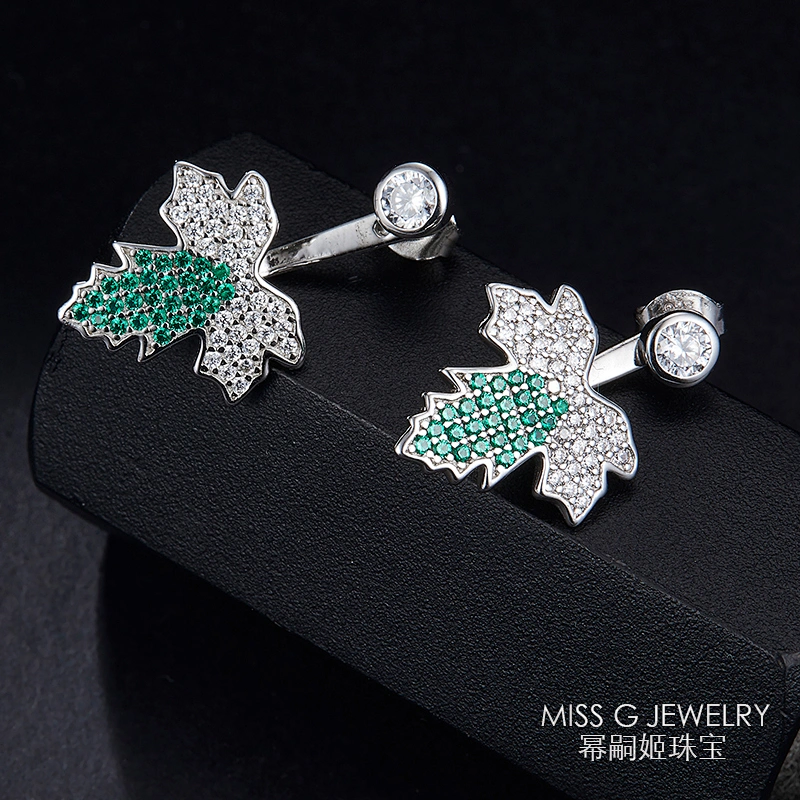 Pure Silver Jewelry Factory S925 Silver Maple Leaf Earrings