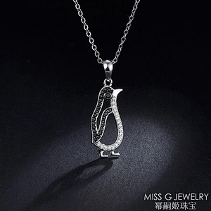 Small Penguin Zircon Necklace Pendant S925 Silver Pendant Jewelry Factory Customized Direct Sale Wholesale