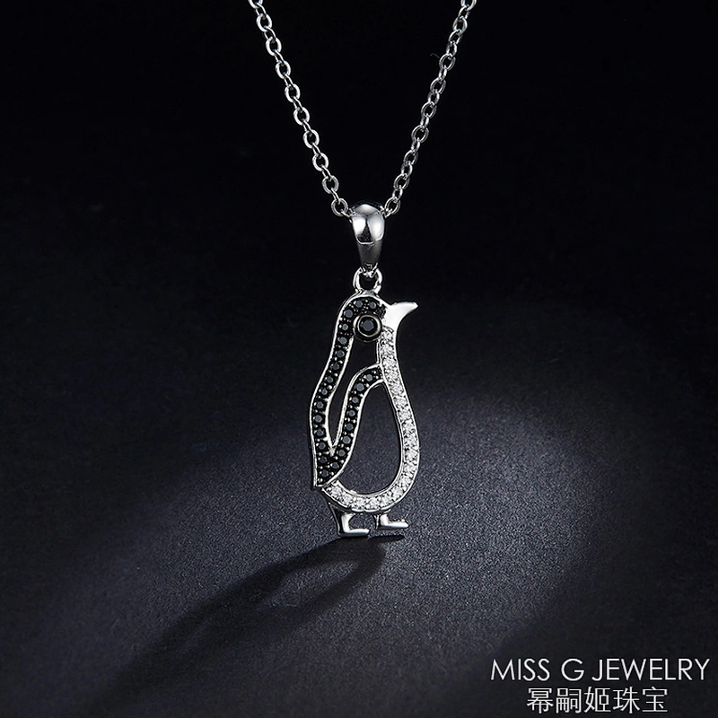 Small Penguin Zircon Necklace Pendant S925 Silver Pendant Jewelry Factory Customized Direct Sale Wholesale