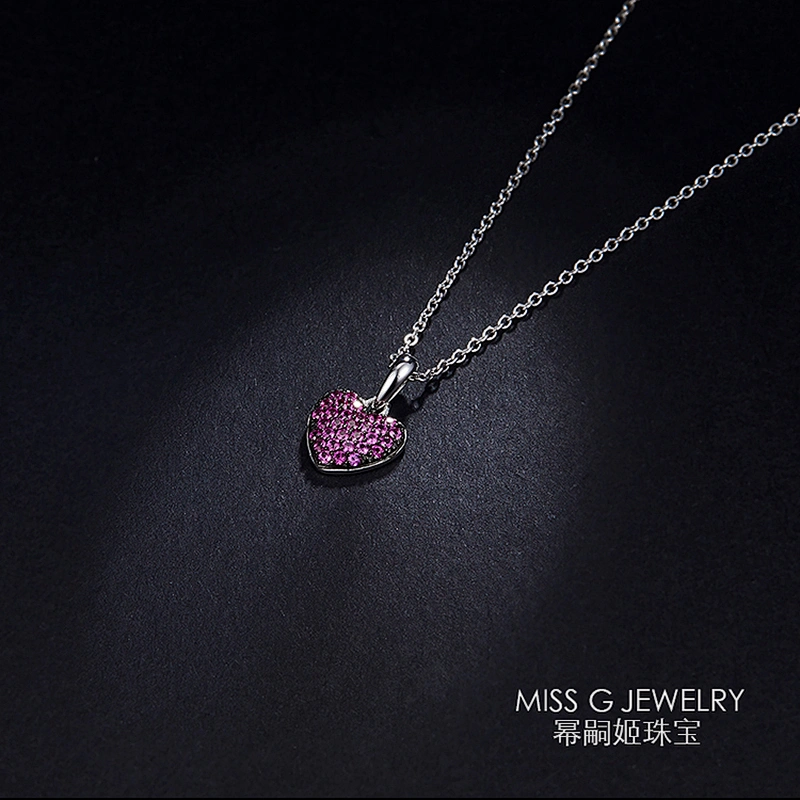 Zircon heart-shaped pendant inlaid with purple zircon