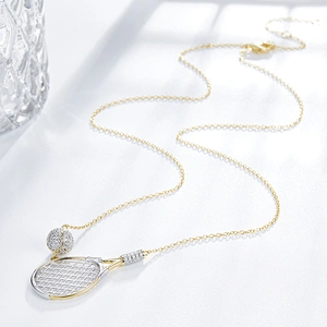 Tennis racket Pendant Necklace large jewelry factory,OEM/ODM Jewelry Trade processing customized,Wholesale jewelry manufacturer