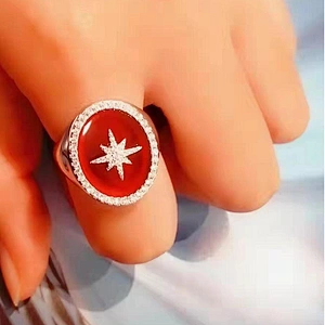 Zircon rings Red paint ring large jewelry factory,OEM/ODM Jewelry Trade processing customized,Wholesale jewelry manufacturer