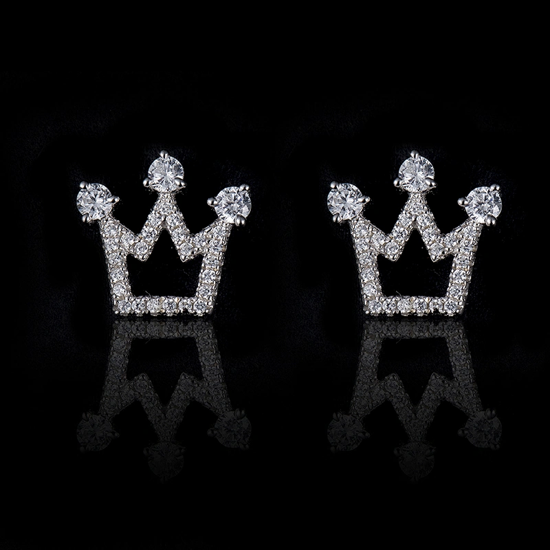S925 Silver Phoenix Crown with Zircon Rose Gold Earrings large jewelry factory,OEM/ODM Jewelry Trade processing customized,Wholesale jewelry manufacturer