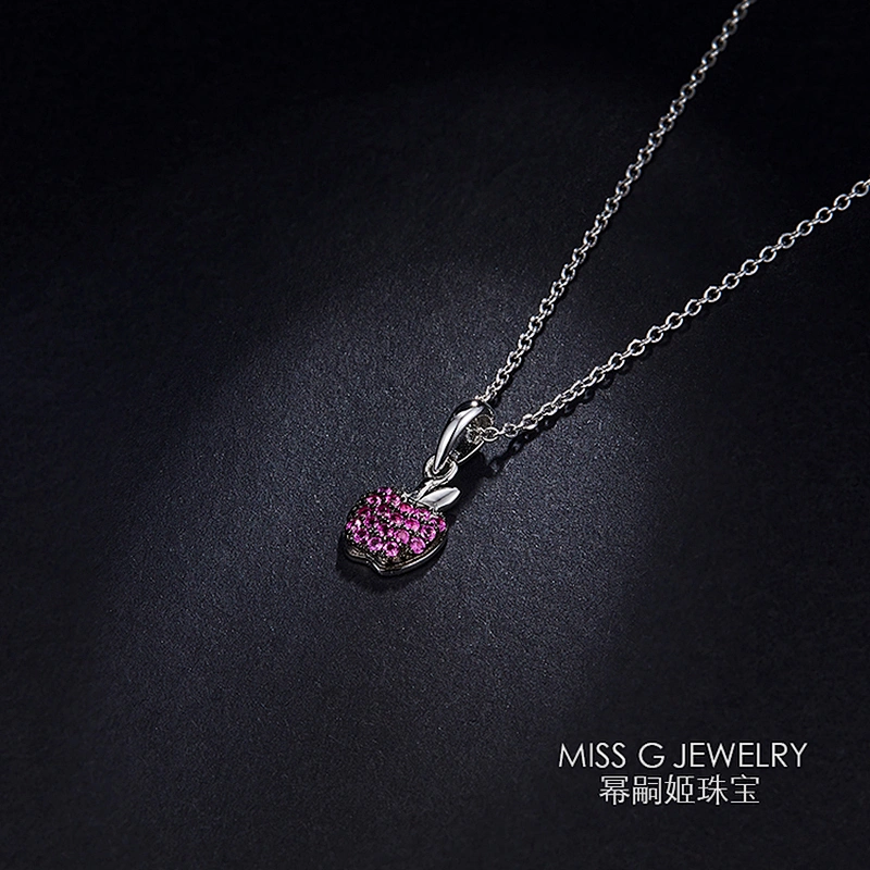 Apple pendant inlaid with purple zircon OEM/ODM Jewelry Trade processing customized,Wholesale jewelry manufacturer