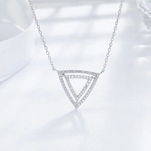 Zircon-inlaid triangular hollow Pendant large jewelry factory,OEM/ODM Jewelry Trade processing customized,Wholesale jewelry manufacturer